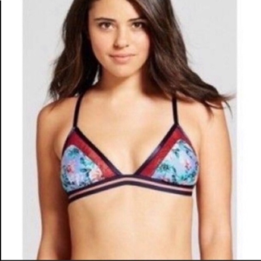 Xhilaration Blue Floral Bikini Top